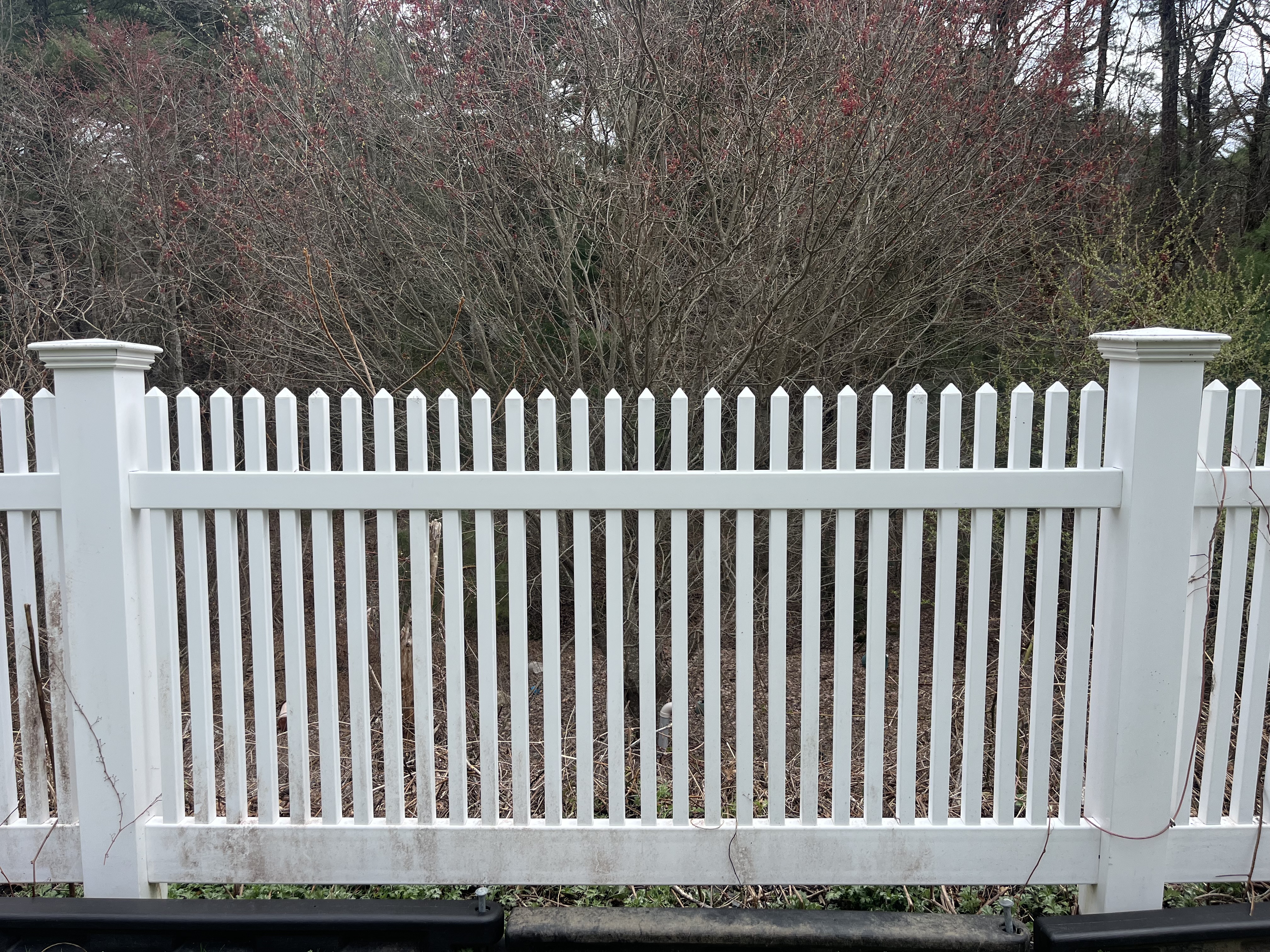 Fence after H2WOAH cleaning — bright clean vinyl