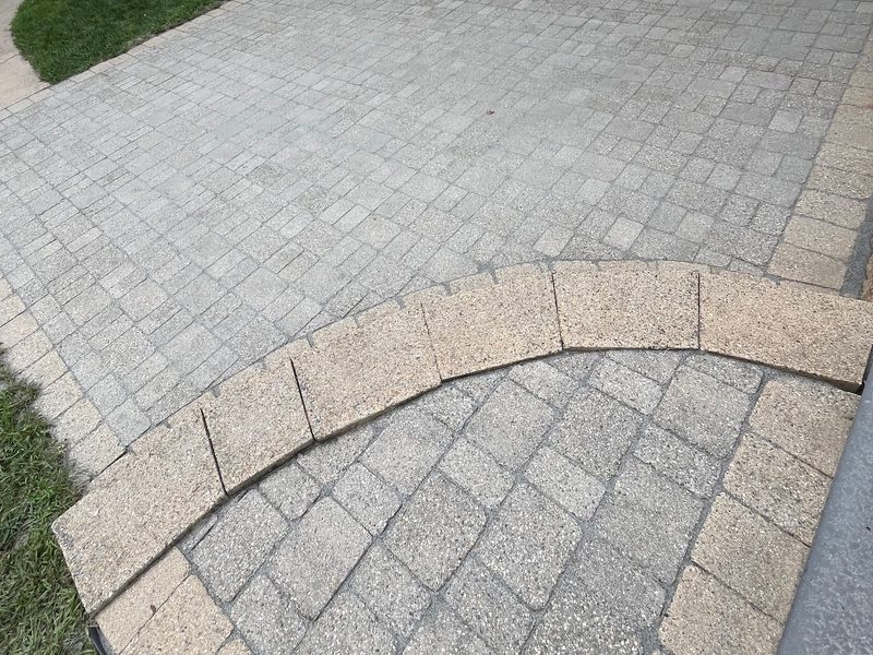 Patio cleaning result — clean paver patio